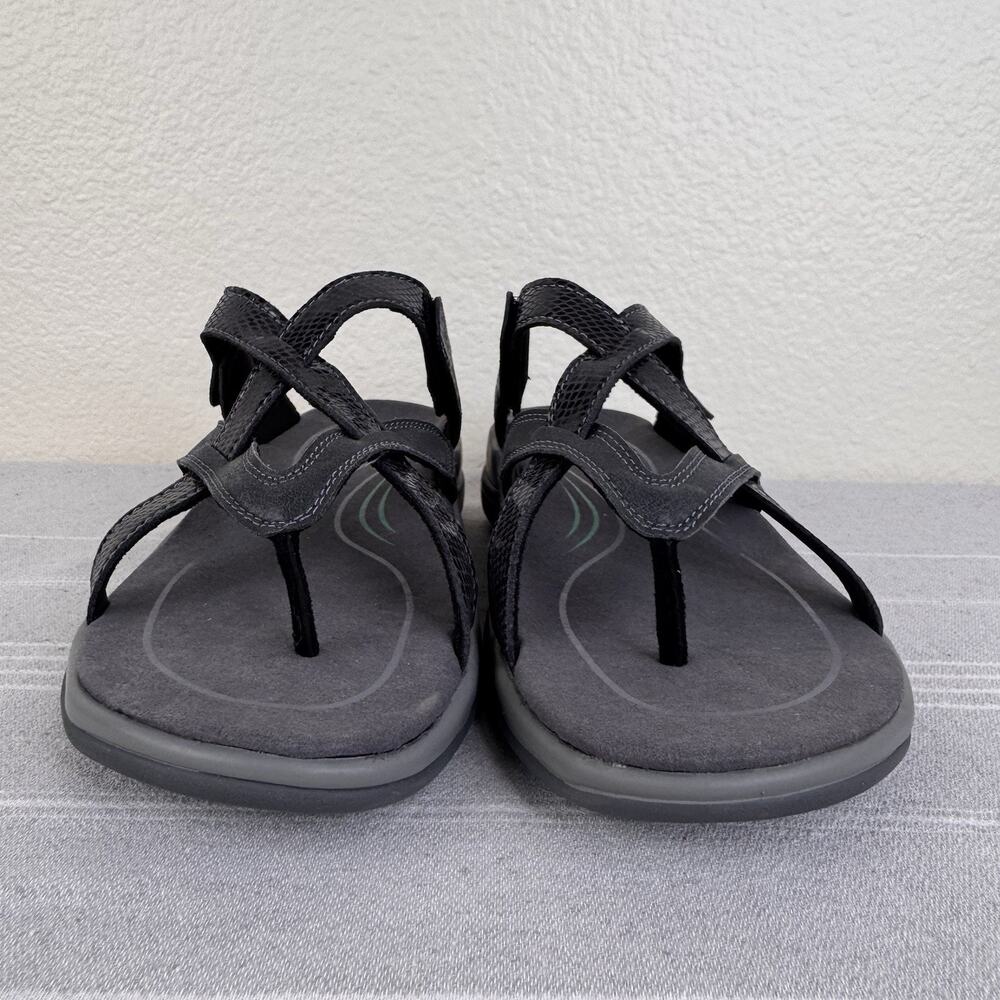 OrthoFeet Clio 976 Sandals Orthopedic Comfort Flip Flop Snake Black 8.5D Wide - Picture 8 of 12
